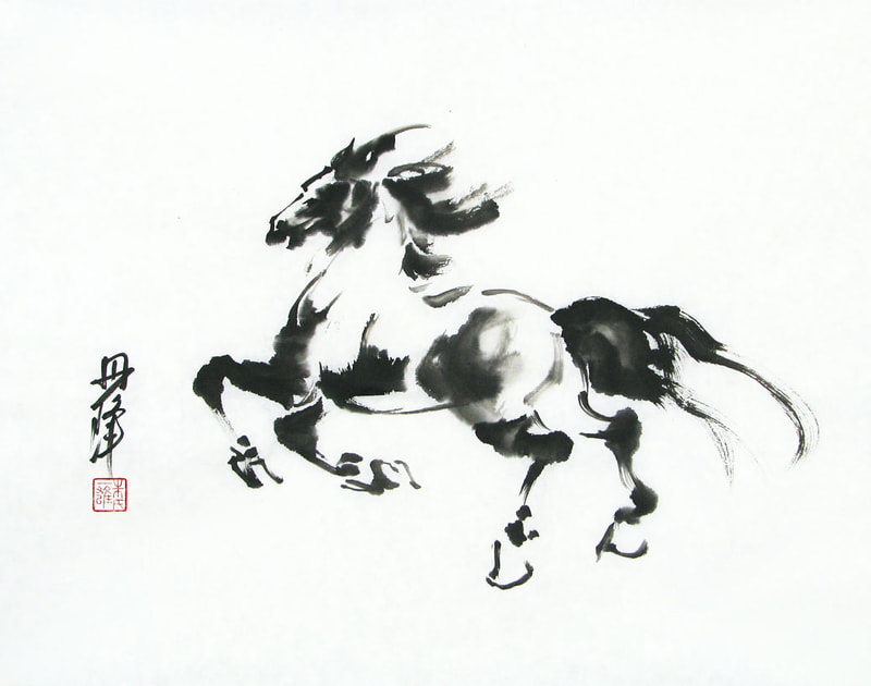 black ink painting of horse