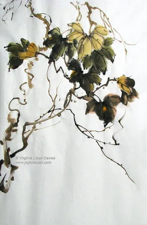 Chinese brush painting of grapevine
