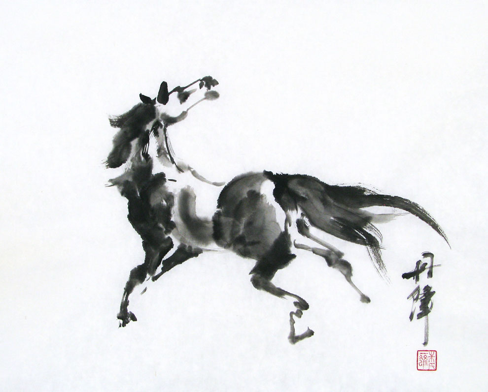 black ink painting of horse