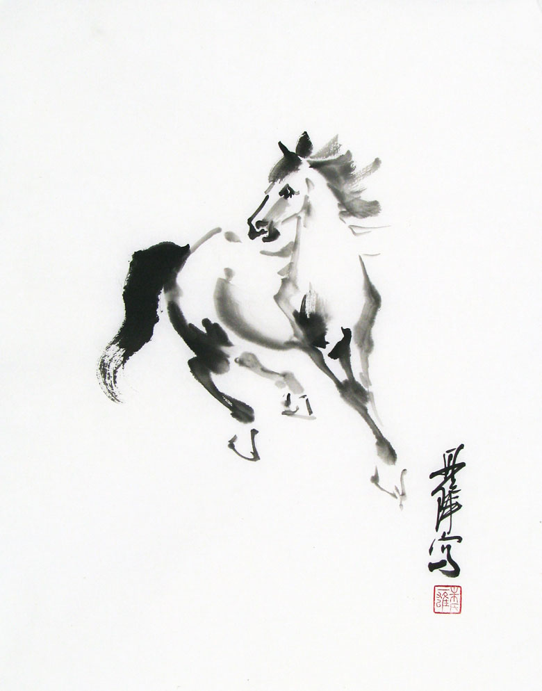 black ink painting of horse
